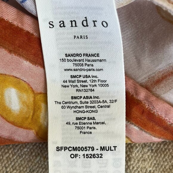 Sandro Woman's Summer Athea Silk Print Muti-Color Blouse Sz Sm - Picture 9 of 11